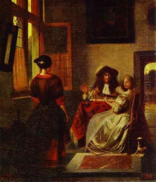 Licensing.cestina|English|francais|makedonski|Nederlands|+/- Oil Painting by Pieter De Hooch