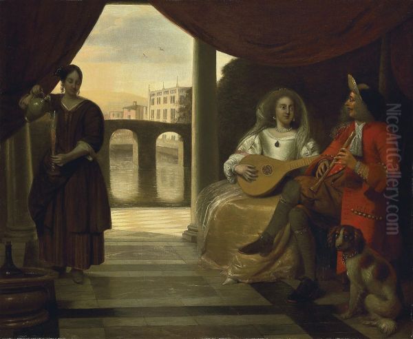 Licensing.cestina|English|francais|makedonski|Nederlands|+/- Oil Painting by Pieter De Hooch