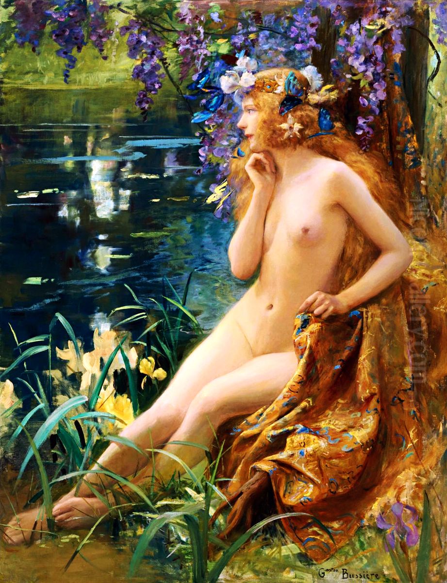 Juventa, Water nymph, oil on canvas, 146.7 x 114.3 cm Oil Painting by Gaston Bussiere