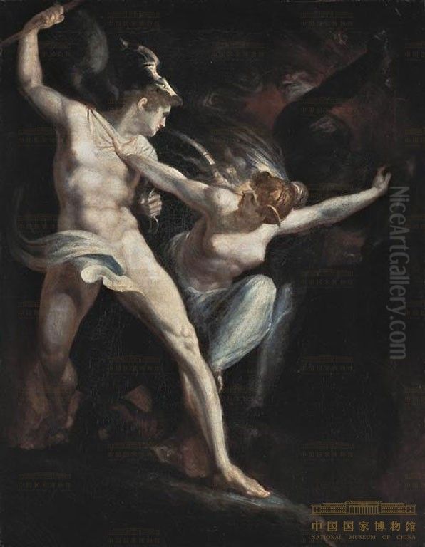 Satan and Death with Sin Intervening Oil Painting by Henry Fuseli