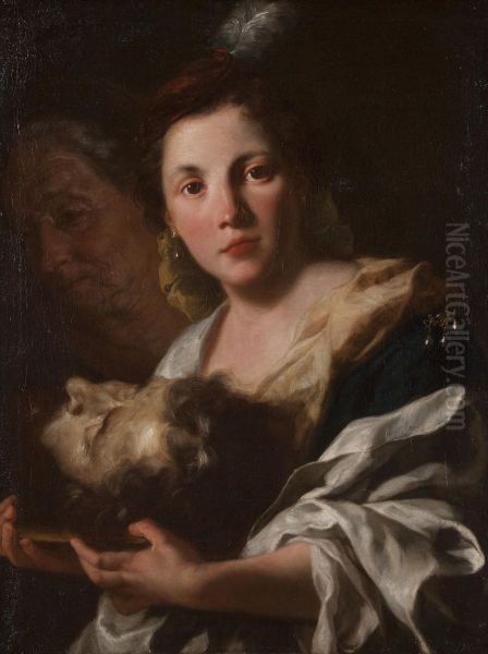 Salome mit dem Haupt Johannes des Taufers Oil Painting by Gaspare Traversi