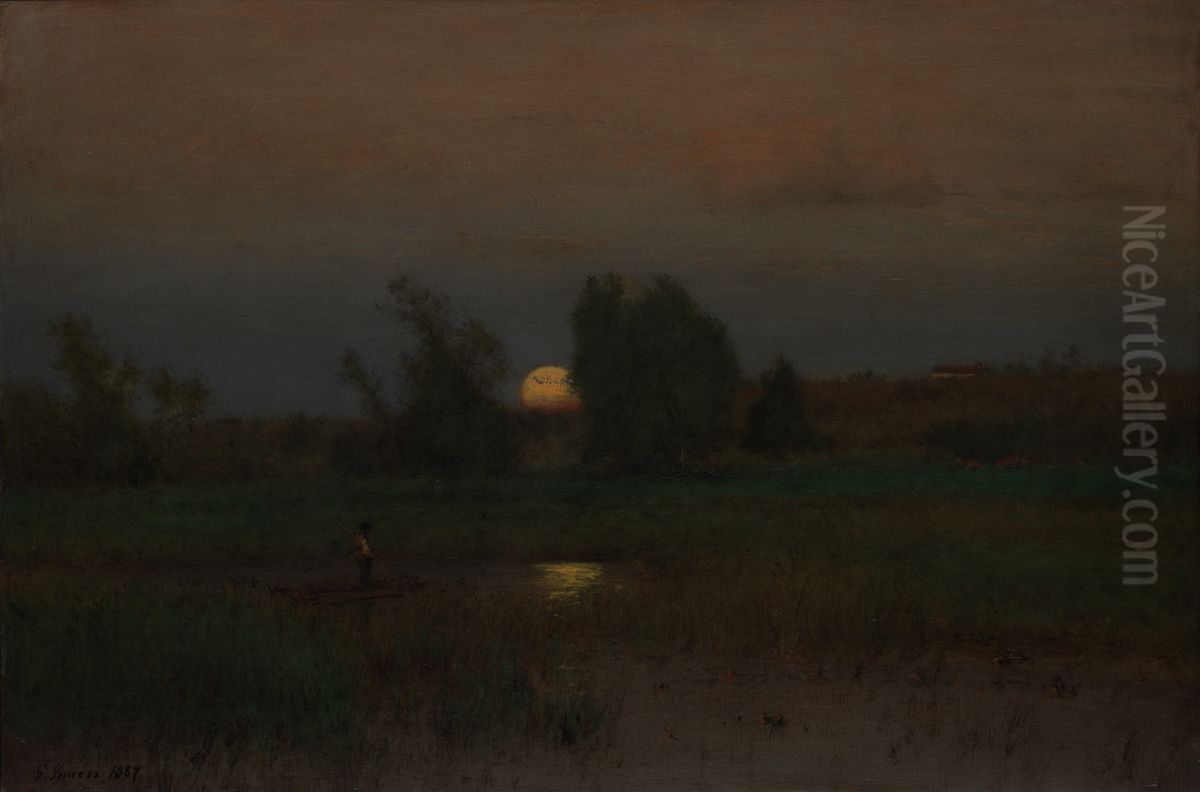 Moonrise Oil Painting by George Inness