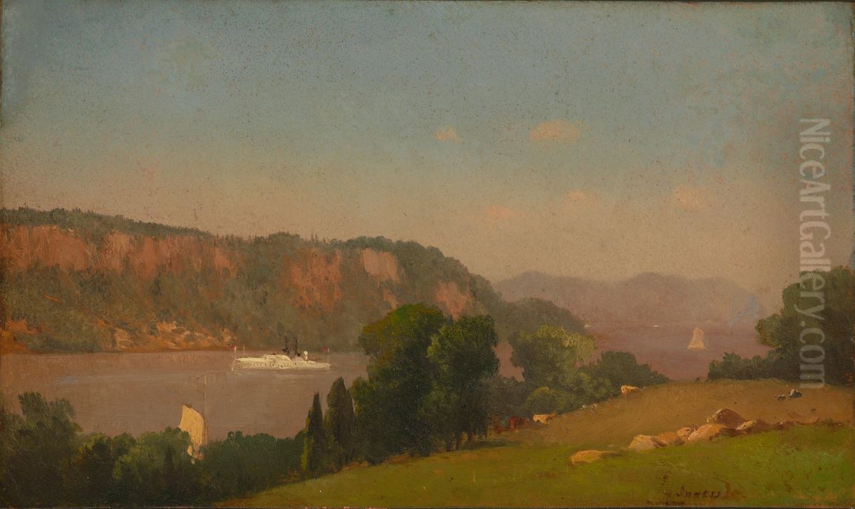 View on the Hudson Oil Painting by George Inness