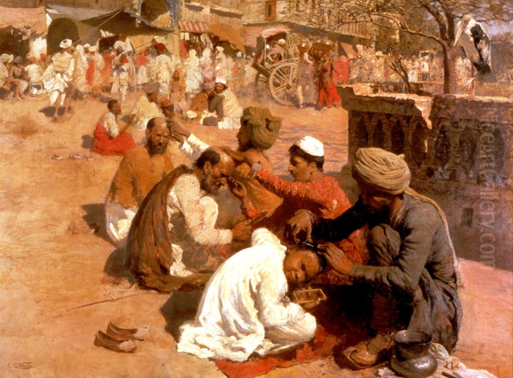 Indian Barbers, Saharanpore Oil Painting by Edwin Lord Weeks