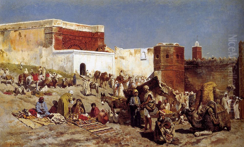 Open Market, Morocco Oil Painting by Edwin Lord Weeks