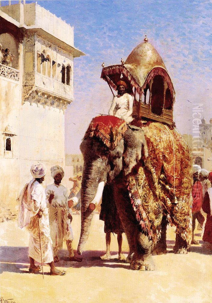 Mughal Elephant Oil Painting by Edwin Lord Weeks Mughal Elephant Oil Painting by Edwin Lord Weeks