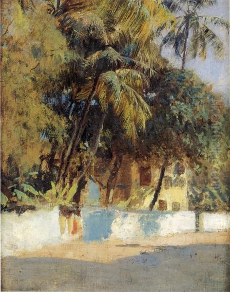 Street scene in Bombay, India Oil Painting by Edwin Lord Weeks