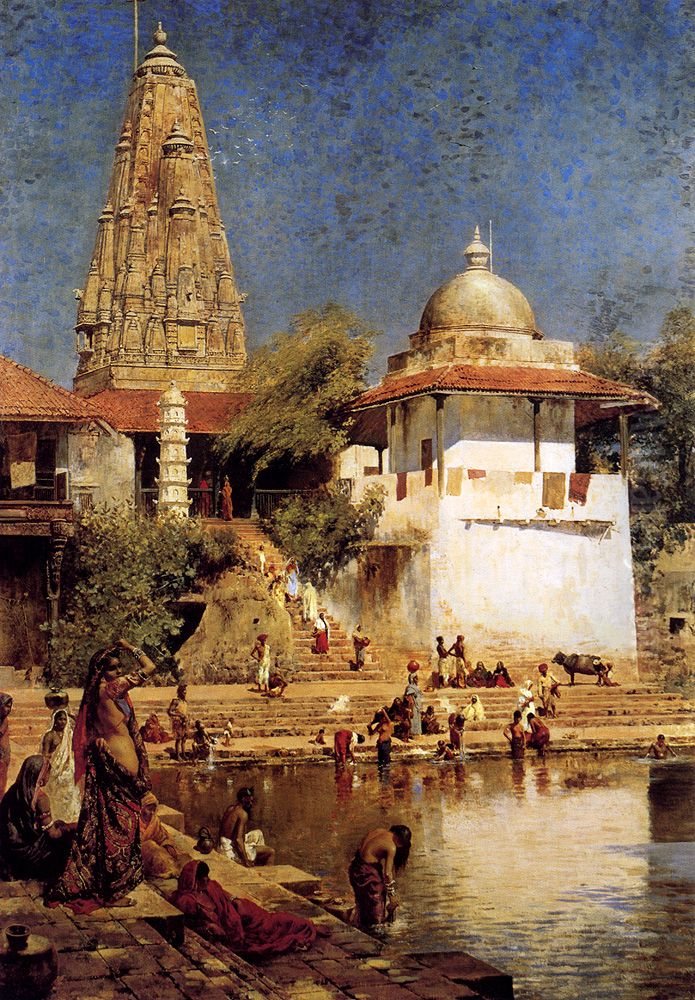 The Temples and Tank of Walkeshwar at Bombay Oil Painting by Edwin Lord Weeks