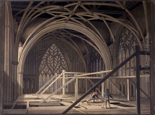 Scaffolding at the West End of the Minster Oil Painting by Joseph Halfpenny