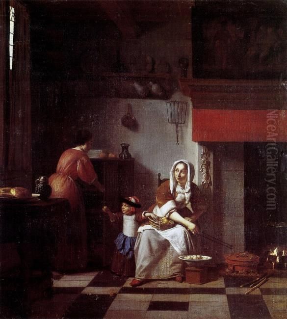 Licensing.cestina|English|francais|makedonski|Nederlands|+/- Oil Painting by Pieter De Hooch