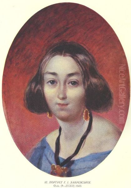 Portrait of Anna Zakrevska Oil Painting by Taras Shevchenko