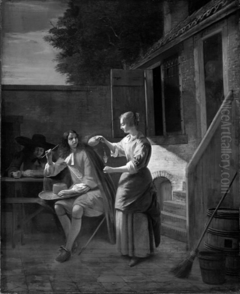 Outside the Tavern Oil Painting by Pieter De Hooch
