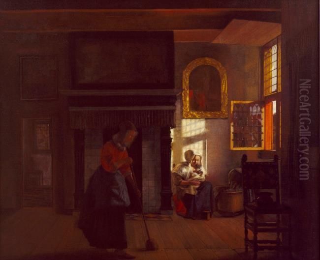 Licensing.cestina|English|francais|makedonski|Nederlands|+/- Oil Painting by Pieter De Hooch