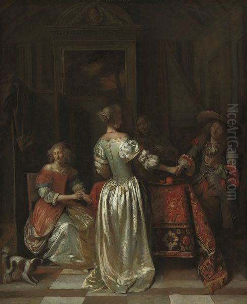 The Greeting Oil Painting by Pieter De Hooch