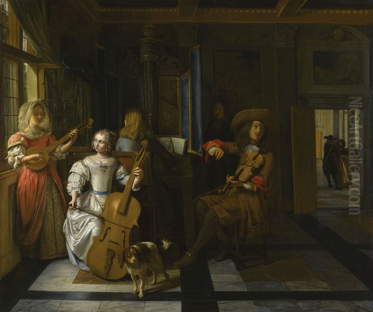 Licensing.cestina|English|francais|makedonski|Nederlands|+/- Oil Painting by Pieter De Hooch