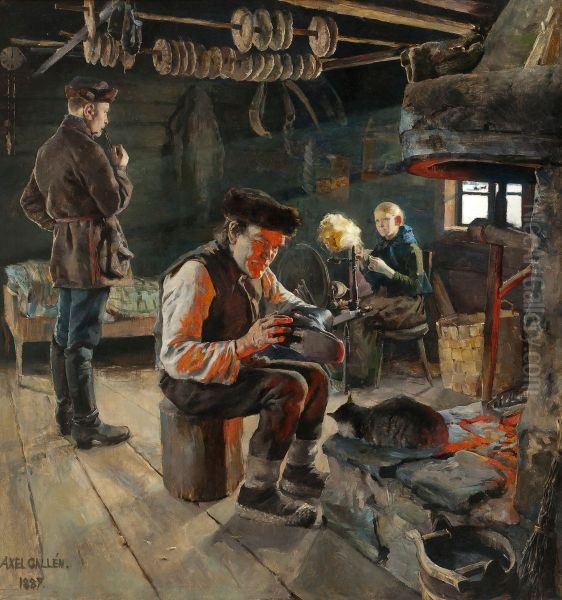 Volkstumliches Leben Oil Painting by Akseli Gallen-Kallela