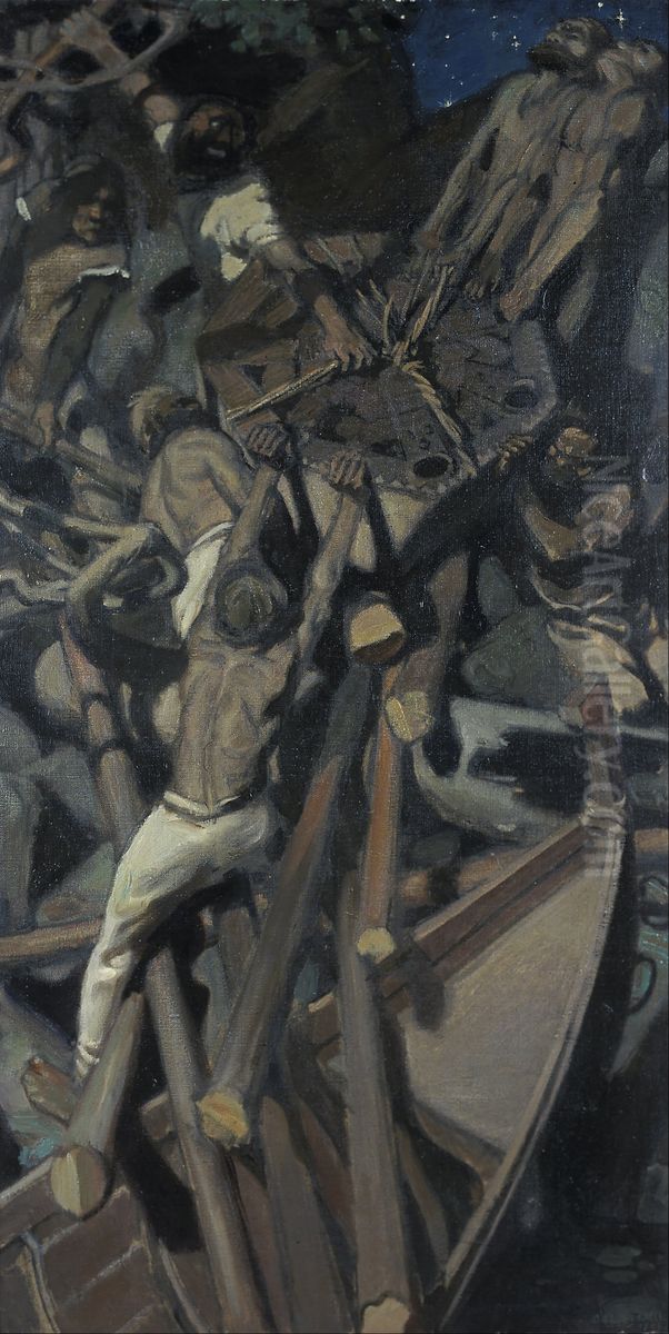 The abduction of Sampo Oil Painting by Akseli Valdemar Gallen-Kallela