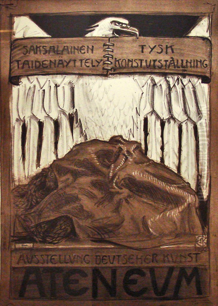 Poster for the German Exposition of Art in Ateneum, Helsinki. 1922 Oil Painting by Akseli Valdemar Gallen-Kallela