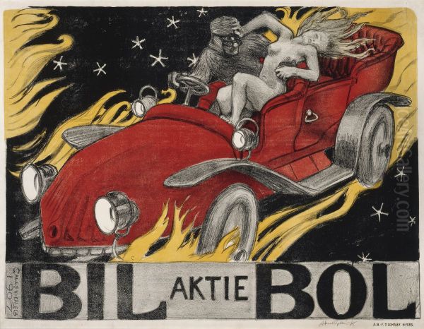 Bil-Bol, Poster for an Automobile Retailer Oil Painting by Akseli Gallen-Kallela