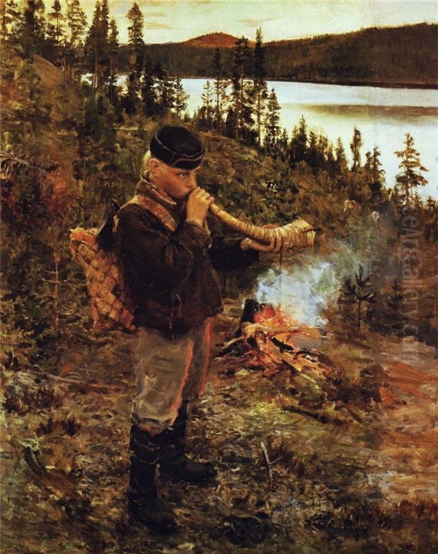 Shepherd Boy from Paanajarvi Oil Painting by Akseli Valdemar Gallen-Kallela