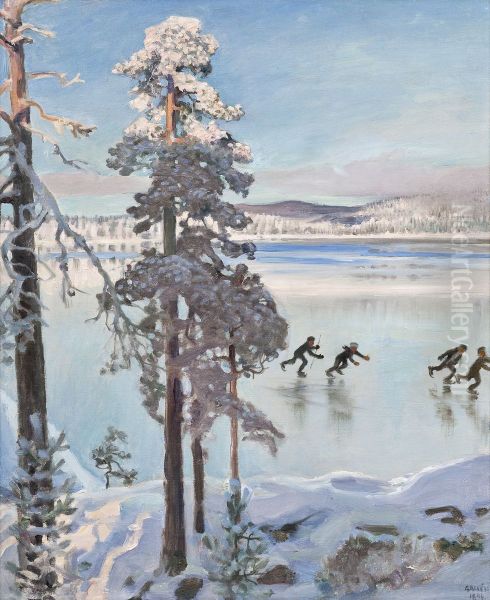 kartina z zimovim motivom Oil Painting by Akseli Gallen-Kallela