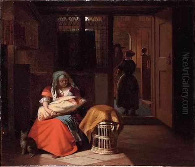 Licensing.cestina|English|francais|makedonski|Nederlands|+/- Oil Painting by Pieter De Hooch
