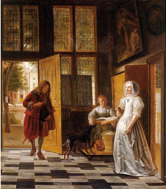 Licensing.cestina|English|francais|makedonski|Nederlands|+/- Oil Painting by Pieter De Hooch