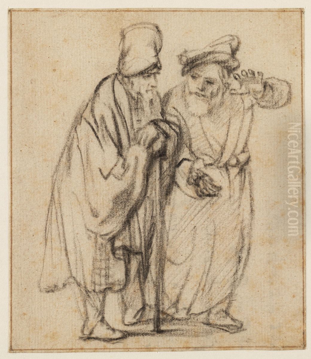 Two men in conversation Oil Painting by Rembrandt