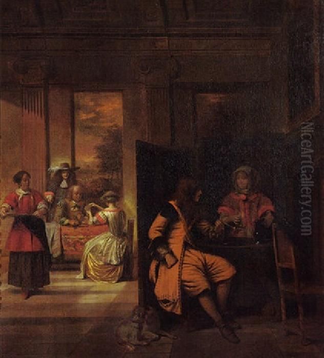 Licensing.cestina|English|francais|makedonski|Nederlands|+/- Oil Painting by Pieter De Hooch