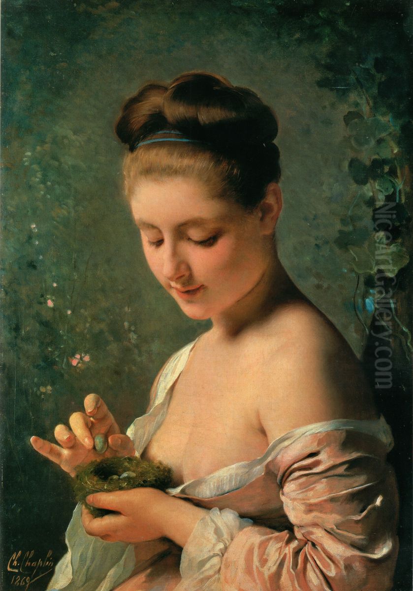 Girl with a Nest Oil Painting by Charles Joshua Chaplin