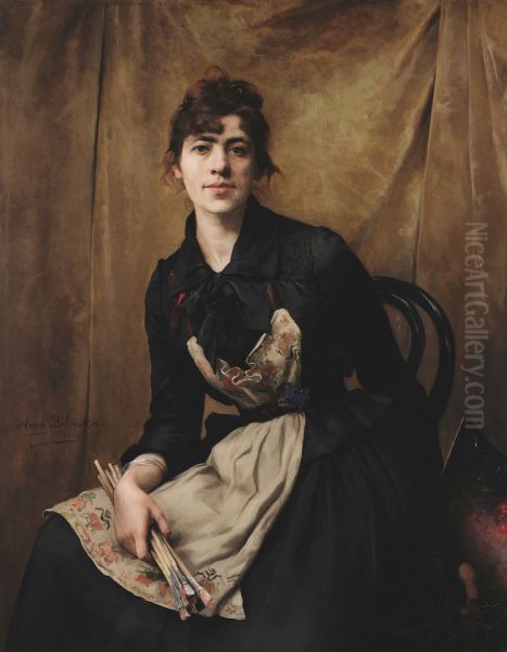Self-Portrait with a Palette Oil Painting by Anna Bilinska-Bohdanowicz