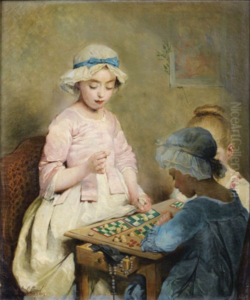 Le jeu du Loto Oil Painting by Charles Joshua Chaplin