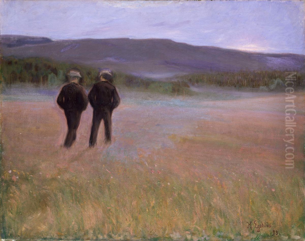 Lordagskveld, Telemark Oil Painting by Halfdan Egedius