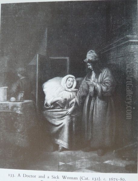 A Doctor and a Sick Woman Oil Painting by Pieter De Hooch