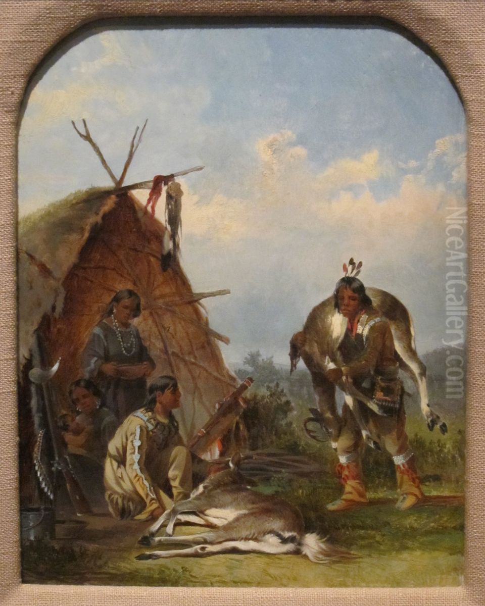 Indians with Deer Oil Painting by John Mix Stanley