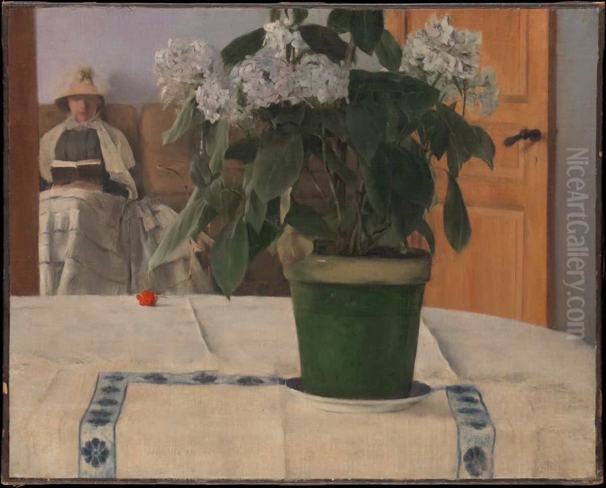 Hortensia Oil Painting by Fernand Khnopff