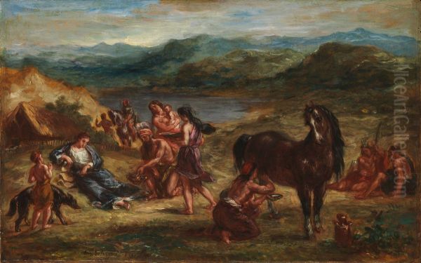 Ovid among the Scythians Oil Painting by Eugene Delacroix