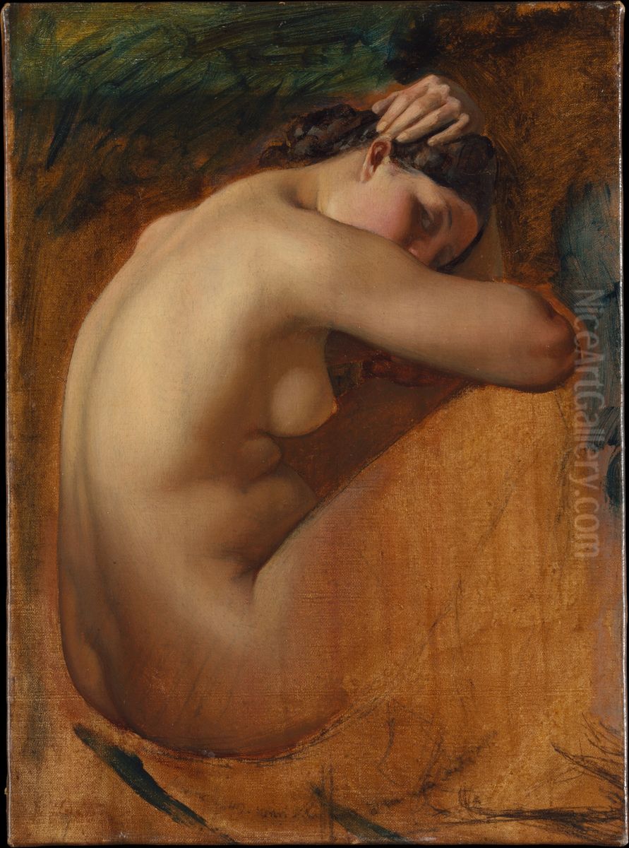 Study of a Female Nude Oil Painting by Henri Lehmann Study of a Female Nude Oil Painting by Henri Lehmann