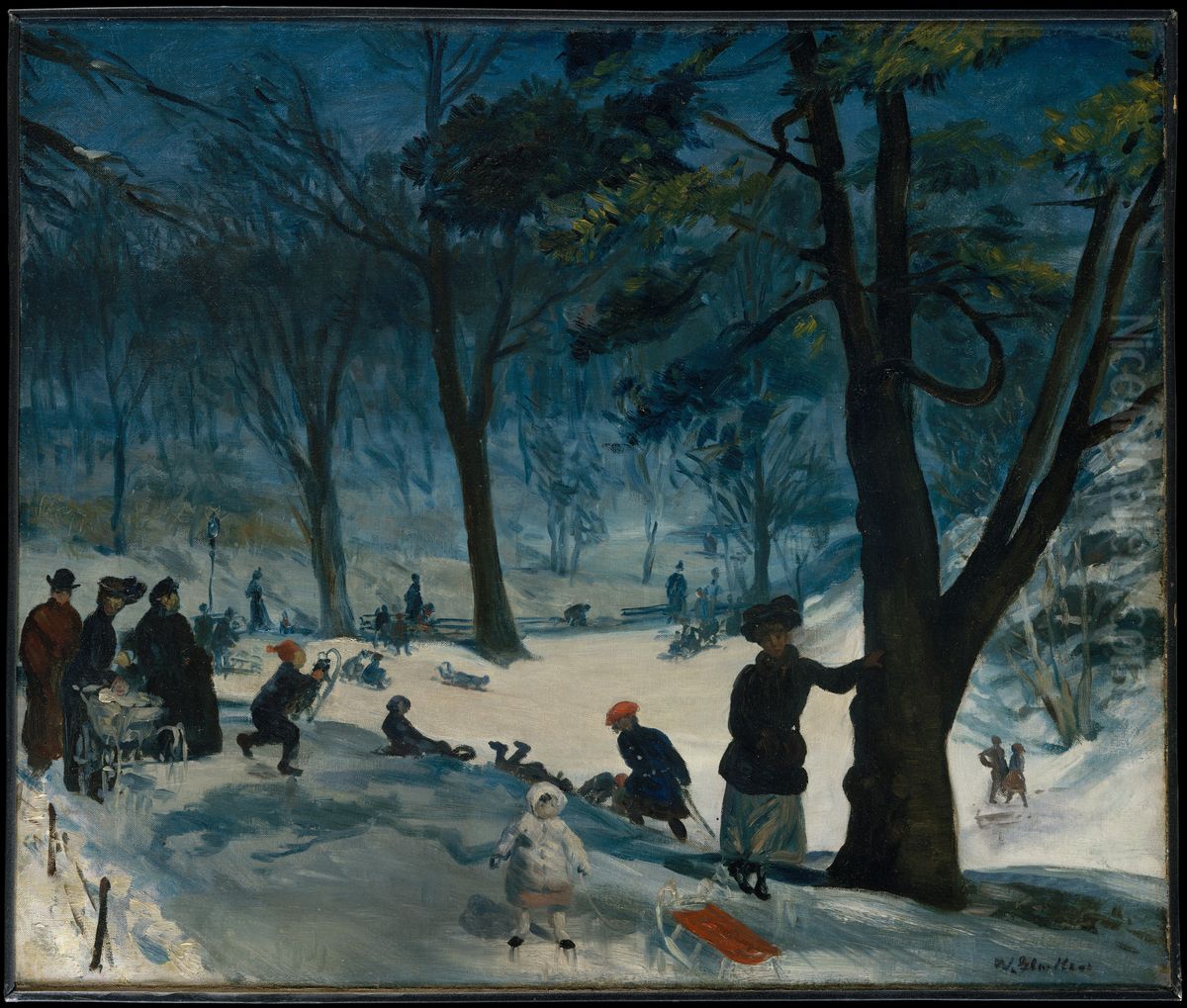 Central Park, Winter Oil Painting by William James Glackens Central Park, Winter Oil Painting by William James Glackens