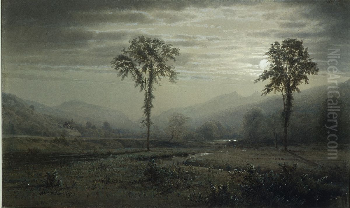 Moonlight on Mount Lafayette, New Hampshire Oil Painting by William Trost Richards