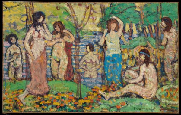 Strand Nr. 3 Oil Painting by Maurice Prendergast