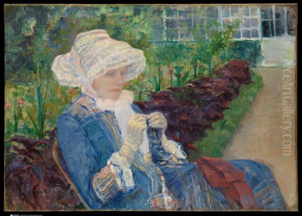 Lydia Crocheting in the Garden at Marly Oil Painting by Mary Cassatt