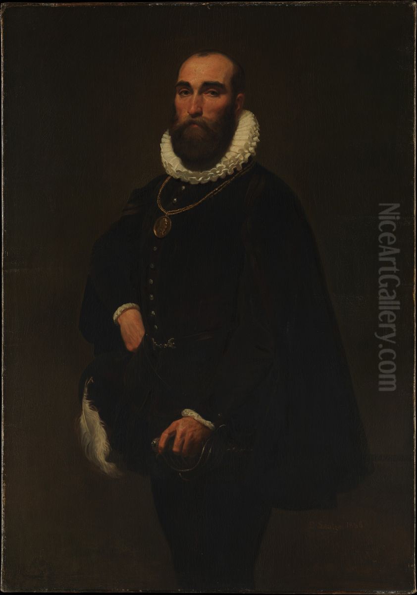 Worthington Whittredge Oil Painting by Emanuel Leutze Worthington Whittredge Oil Painting by Emanuel Leutze