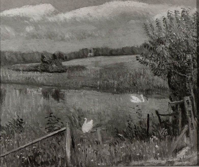 Swan Pond, Bellport, Long Island Oil Painting by William James Glackens