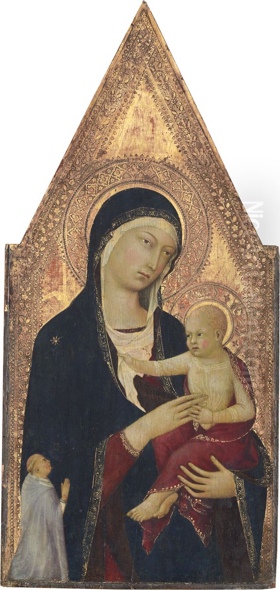 Madonna and Child with Donor Oil Painting by Lippo Memmi