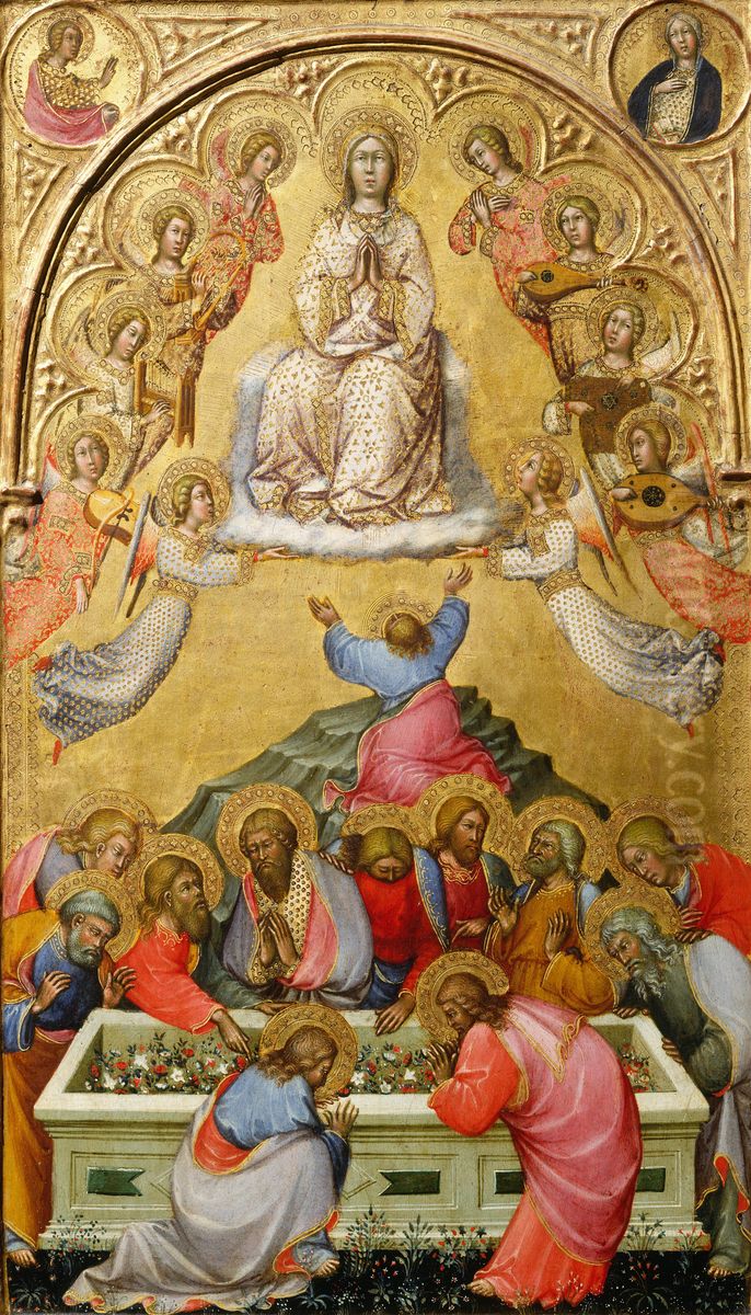 The Assumption of the Virgin with Busts of the Archangel Gabriel and the Virgin of the Annunciation Oil Painting by Paolo Di Giovanni Fei