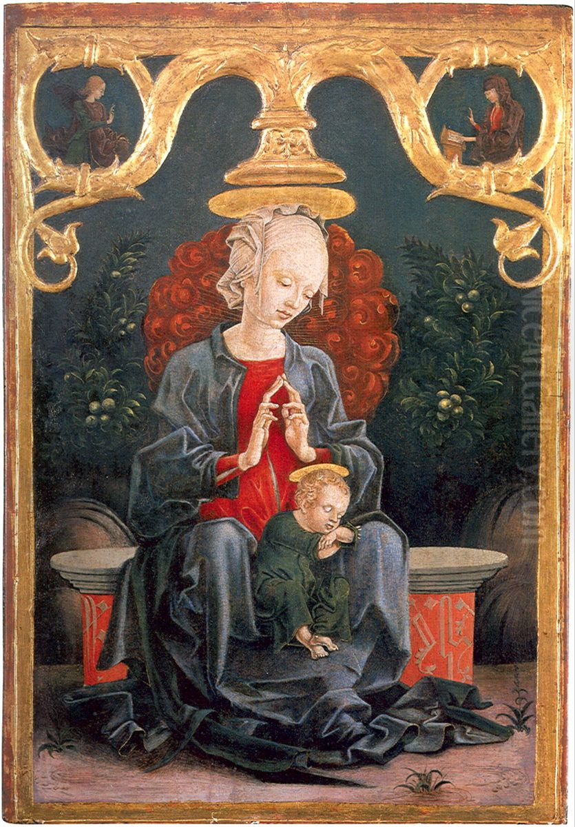 Madonna and Child in a Garden Oil Painting by Cosimo Tura