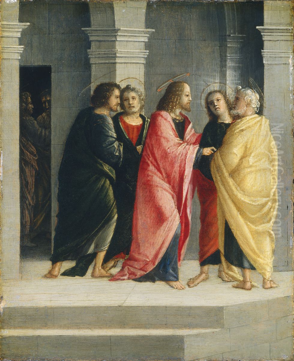 Christ Instructing Peter and John to Prepare for the Passover Oil Painting by Vincenzo Civerchio