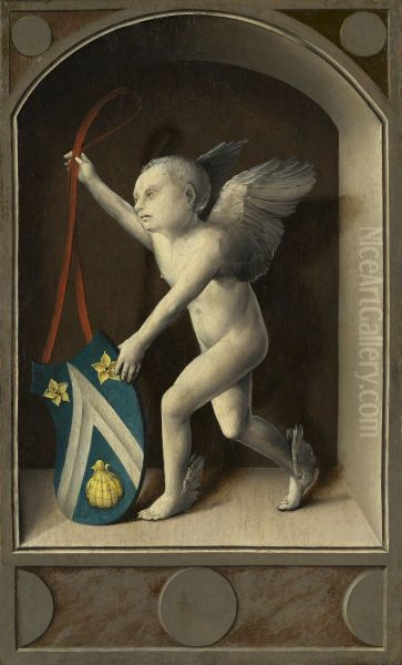 Putto with Arms of Jacques Coene [reverse] Oil Painting by Bernard Van Orley