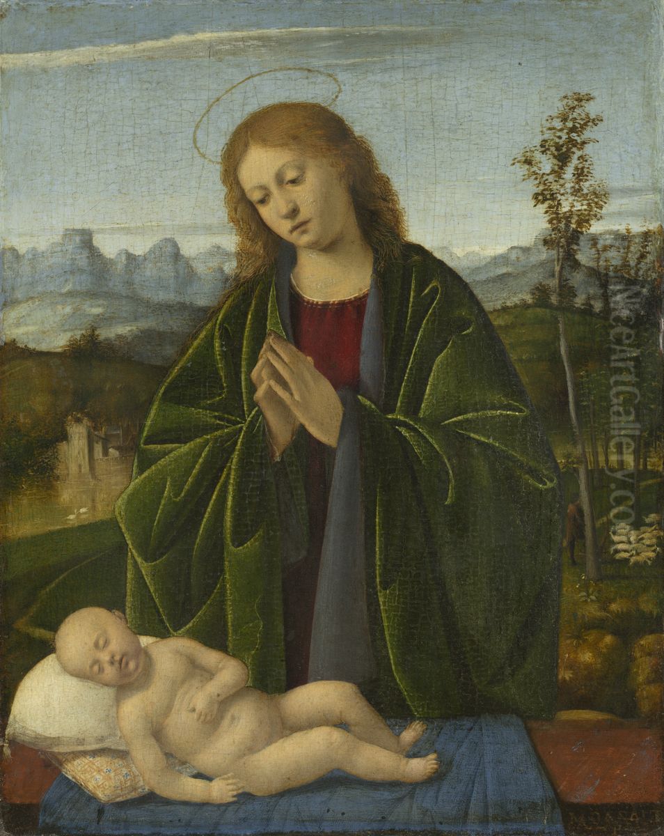 Madonna Adoring the Child Oil Painting by Marco Basaiti